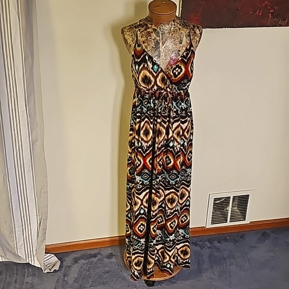 Cotton Candy Tribal Long Dress with thin Straps - Picture 2 of 8